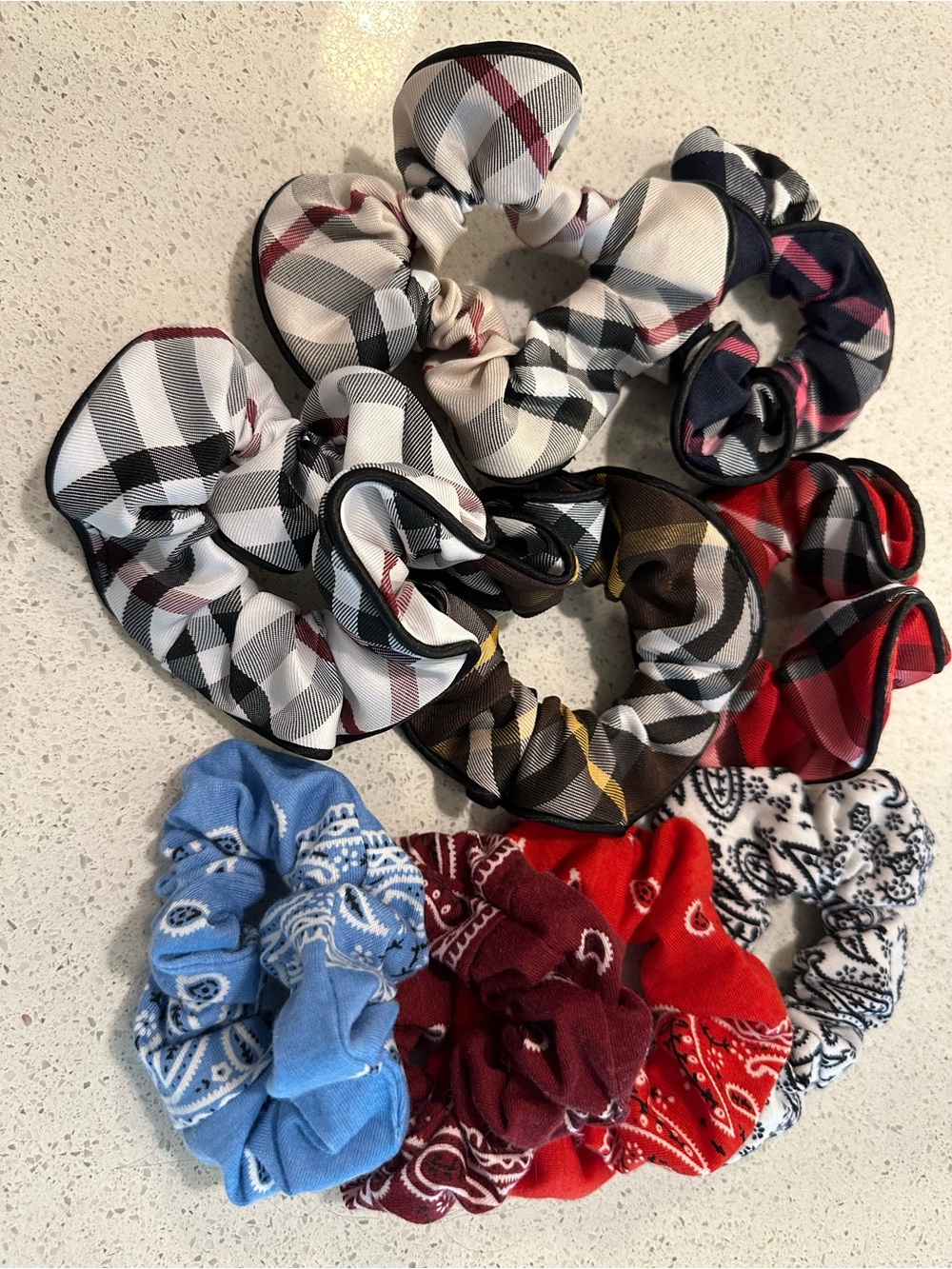 Plaid & Bandana Scrunchie Set - Women Accessories
